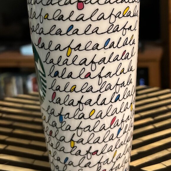 Starbucks - "falalala" - Holiday 2011 12 oz. Covered Ceramic Tumbler - Picture 4 of 6